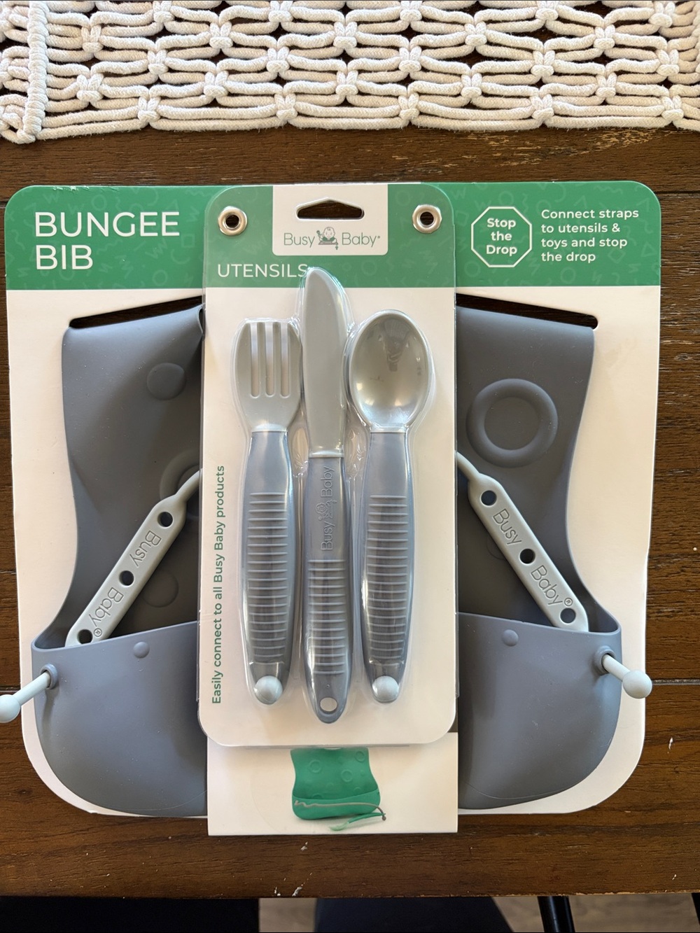 Busy Baby Bungee Bib Gray Silicone